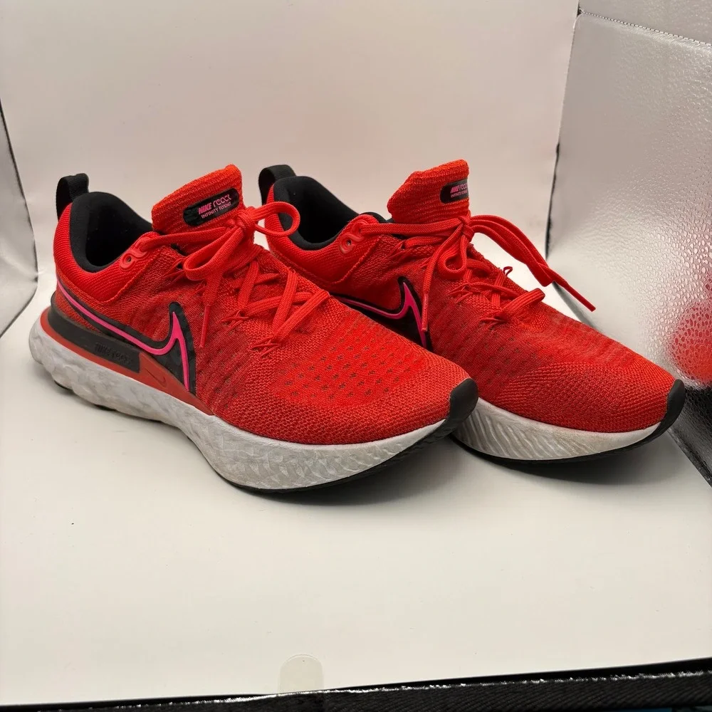 Nike React Infinity Run Flyknit 2 Womens 8 Chile Red Black DM8073-600 Running